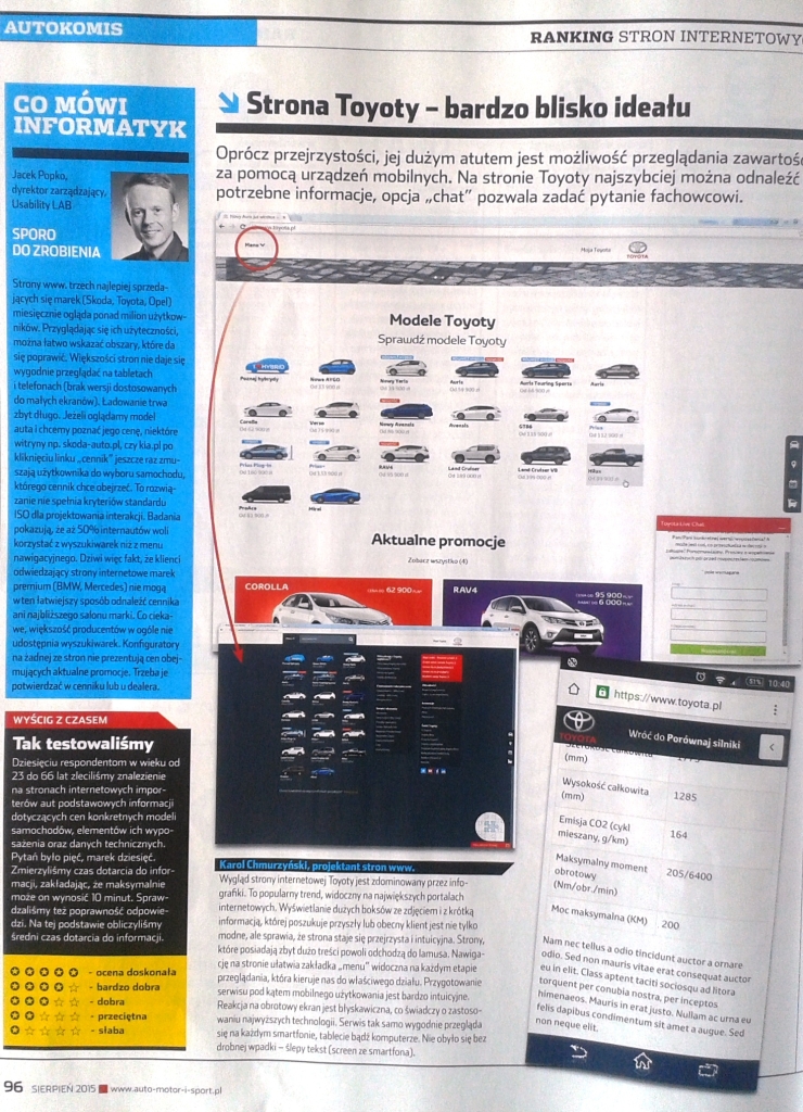 Jacek Popko z Usability LAB ocenia użyteczność stron internetowych z branży samochodowej automotosport_2